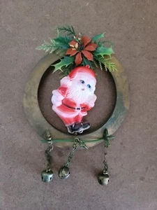 Vintage MCM Plastic Santa Claus Round Plastic Wall Hanging Christmas Hong Kong - Picture 1 of 10
