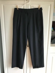 Pantalones de vestir Haggar para hombre usados talla 36x32 azules con líneas puños dobladillo plisado - Imagen 1 de 5