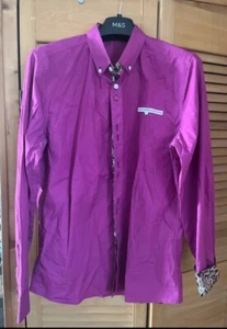 Cotton Shirt, Raspberry Colour Long Sleeved Size M, Coofandy brand - Picture 1 of 6