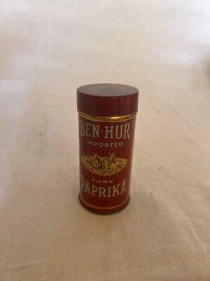 Antique Round 1oz BenHur Spice Tin FULL~Imported Pure Paprika Joanes Corporation - Image 1 of 3