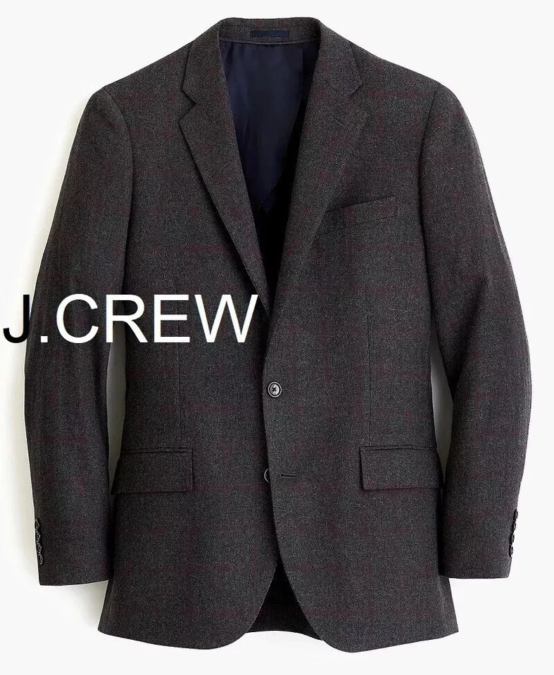 JCREW Ludlow blazer 34S check windowpane dark grey charcoal suit jacket 34 J4875