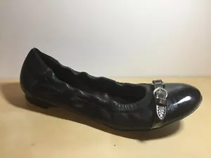 AGL Attilio Women's Black Leather Cap Toe Ballet Flat Shoe 38.5 EU 8.5 US - Picture 1 of 7