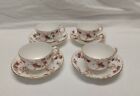 4 Minton Ancestral Bone China Cups And Saucers Gold Trim