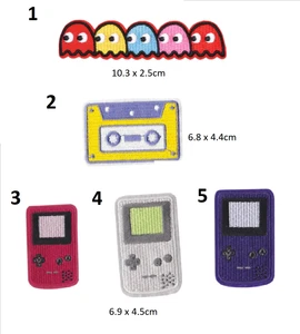 Cartoon Embroidery Patch Iron On. Retro Gameboy, Pac Man, Tape  - Bild 1 von 1