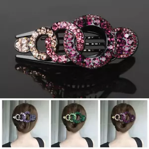 Women's Rhinestone Crystal Hairpin Claw Hair Clips Ponytail Holder Clamp Fashion - Picture 1 of 19