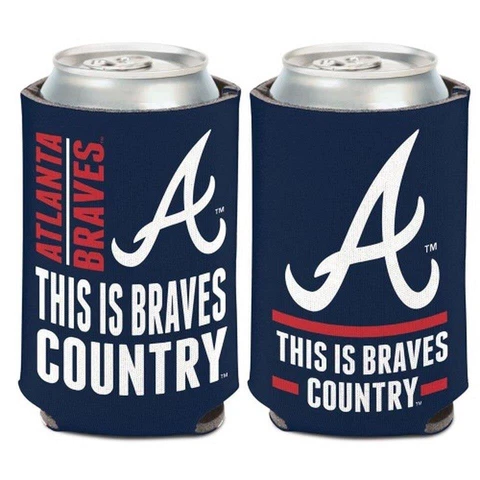 Atlanta Braves 12oz Slogan Can Cooler [NEW] MLB Beer Coozie Koozie Drink Cover