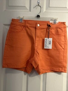 NWT! ZENANA Shorts Coral High Rise Stretch Women's XL - Picture 1 of 6