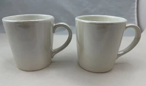 Starbucks Pearl White Iridescent Coffee Mugs Cups 2012 Set of 2 Made in Portugal - Picture 1 of 6