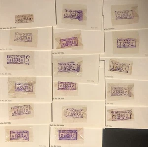 Estampillas de ingresos estatales de Estados Unidos: medidor de cigarrillos de Utah; 2c 1944 #CM1; 17 diferentes Medidor #s - Imagen 1 de 1