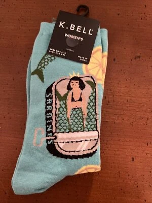 Женские носки из хлопковой смеси Sardine MermaidTurquoise Crew K Bell размер 9-11 - Изображение 1 из 4