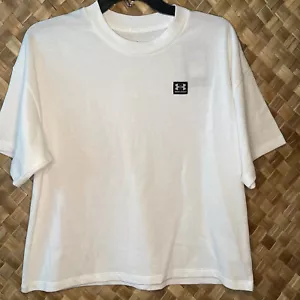 Camisa de manga corta Under Armour para mujer pequeña blanca de gran tamaño pesada - Imagen 1 de 4