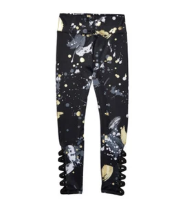 X-SMALL (5-6) | GIRLS' FULL-LENGTH LEGGINGS - SPOTTED BLACK GOLD & WHITE - Picture 1 of 7