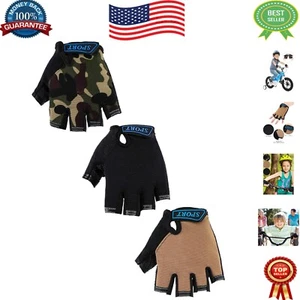 Stylish Kids Fingerless Bike Gloves - 3 Pairs with Adjustable Fit | Ages 12-15 - Picture 1 of 8