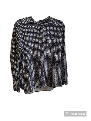 Camisa Liz Claiborne Mujer Talla XL Estampado Caballo Azul Marino Blanco Algodón Foto 1 de 4