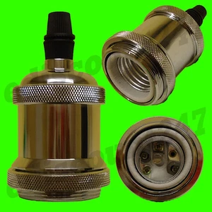 CE-ZERTIFIZIERT ES E27 Edison Vintage NICKEL Glühbirne Lampenfassung UK VERKÄUFER. - Bild 1 von 9