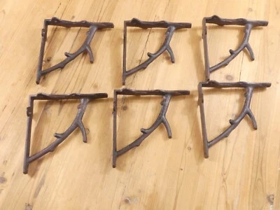 6 Cast Iron Tree Branch Shelf Wall Brace Rustic Wood Bracket 6 3/4" Corbel - Image 1 of 4