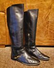 Ted Baker Knee High Boots Size 40 Uk 7 Black Gold Bow Ladies Sintiia Leather