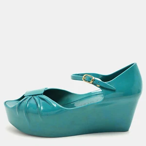 Moschino x Kartell Blue Rubber Jelly Super Bow Wedge Sandals Size 40 - Picture 1 of 9