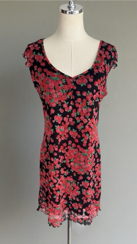 VALENTINO Abito Vintage Xhilaration Juniors XL Stampa Rosa Floreale Anni 90 Y2K Stile Stravagante