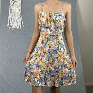 Iris Maxi Mini Dress Womens 10 S Floral Multicoloured Tiered Flowers Boho Spring - Picture 1 of 15