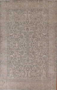 Vintage Muted Distressed Wool Tebriz traditional Living Room Area Rug 8x12 - Picture 1 of 24