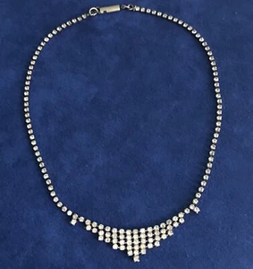 Vintage Halskette Rundhals mit Strass 41 cm 80er Jahre - Bild 1 von 6