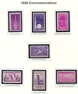 US 1939 COMMEMORATIVE FULL YEAR SET MNH VINTAGE U.S. POSTAGE STAMPS - Picture 1 of 1