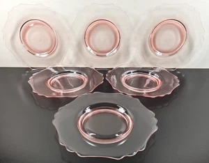 6) Cambridge 3400 Pink Salad Plates Set Vintage Elegant Scalloped Dishes MCM Lot - Picture 1 of 24