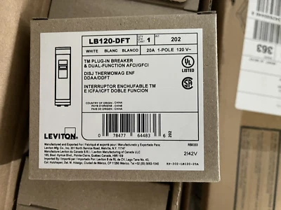 LOT OF 10 Leviton AFCI/GFCI LB120-DFT 20 Amp 1-Pole Plug-On Circuit Breaker NEW