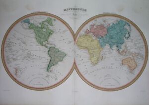 1840 RARE ORIGINAL MAP UNITED STATES TEXAS FLORIDA CANADA ASIA AUSTRALIA WORLD