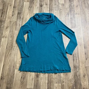 J. Jill Pima Cotton Cowl Neck Tunic Teal Size Medium - Picture 1 of 5