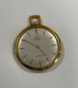 WALTHAM 17 JEWELS GOLD TONE MANUAL WIND POCKET WATCH- USED. - Picture 1 of 7