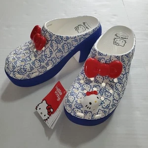 Crocs Hello Kitty Siren Clog W11 M9 Blue Sparkle Jibbitz Platforms Sanrio NWT - Picture 1 of 8