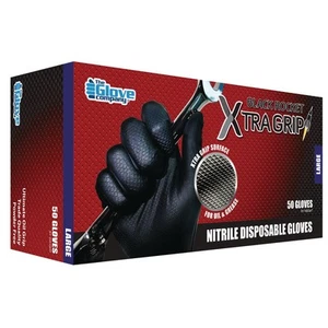 The Glove Company TGC Black Xtra Grip Nitrile Disposable Gloves Large 50 Pack... - Picture 1 of 3