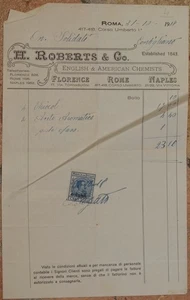 Invoice H.Roberts & C.English And American Chemists Roma 1918 Vinegar Bombs - Picture 1 of 1