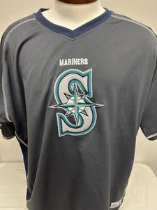 Vintage Seattle Mariners Mens Size XXL Dynasty V Neck Polyester Shirt Embroidery - Picture 1 of 5