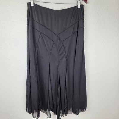 MSK Womens 14 Black Chiffon Whimisigoth Skirt Flowy Layered Asymmetrical Boho  - Image 1 of 4