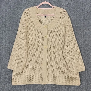 Cárdigan Suéter Talbots Para Mujer 2X Tostado Tejido a Mano Algodón Mercerizado 3 Botones - Imagen 1 de 13