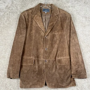 Apt.9 Suede Leather Blazer Jacket Mens Size 46 R Brown - Picture 1 of 17