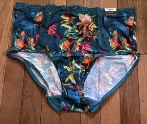 Plus Sz 18/20 Lane Bryant Cacique Lace Trim Full Brief Panty Teal Tropical Aqua - Picture 1 of 7