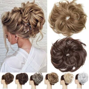 Extensiones de cabello 80G GRANDE GRUESO moño rizado moño desordenado updo clip como humano - Imagen 1 de 45