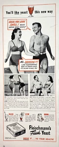 PRINT AD Fleischmanns Fresh Yeast 1941 5x13 Tomato Juice Couple Swimsuits - Picture 1 of 1