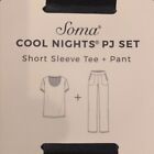 Soma Cool Nights PJ Set -short Sleeve Tee & Pant Sz XL Black & Animal Print NWT