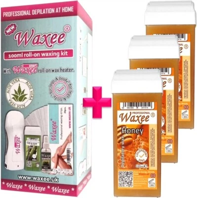 Waxee SMART 100ml Aufrollwachsset Aloe + 3 Extrawalzen Wachskartuschen Honig.