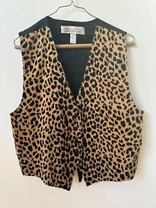 Chaleco vintage KAREN SCOTT 100% algodón leopardo guepardo animal print GRANDE satinado - Imagen 1 de 4