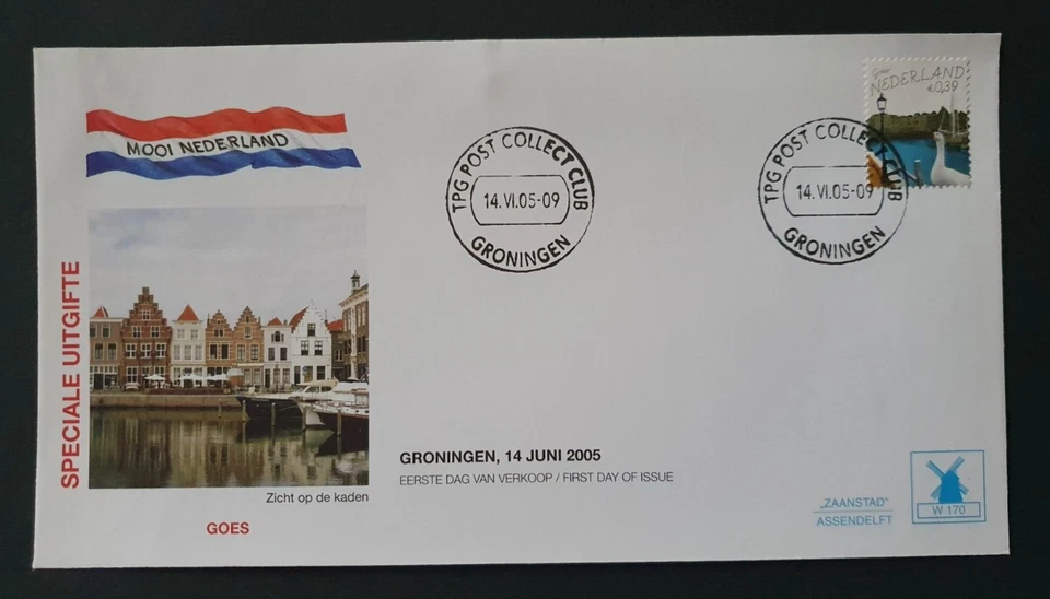 2005 NETHERLANDS NEDERLAND MOOI NEDERLAND GOES BIRD SWAN ARCHITECTURE W170 FDC - Image 1 of 1