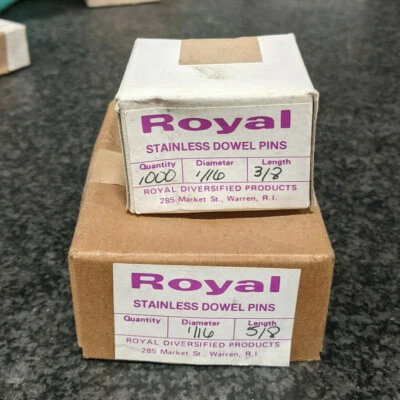 100 Pack - 1/16" x 1/4" through 1" Royal 18-8 Stainless Steel Dowel Pins USA