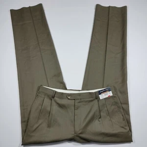 Joseph & Feiss Gold Men's Pant Olive Twill Wool Classic Fit Size 35 Unfinished - Picture 1 of 9
