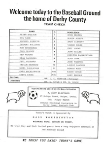 DERBY COUNTY V WIMBLEDON ~ 29 OCTOBER 1988 ~ RARE PRESS / DIRECTORS ISSUE - Picture 1 of 1