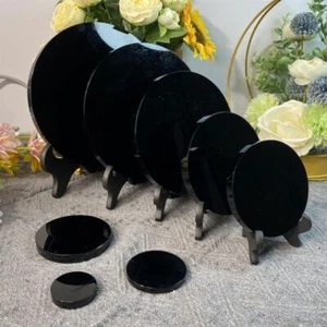 Natural Obsidian Mirror Obsidian Wafer Crystal Mirror Crystal Gifts healing 1pc - Picture 1 of 20